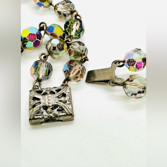 Vintage Deco Iridescent Borealis Bead Necklace - Picture 5 of 12